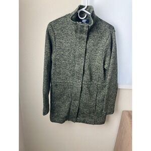 Lands End Women's Heathered‎ Green Snap Front Jacket Size S